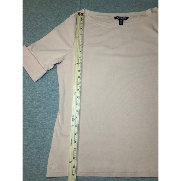 LAUREN Ralph Lauren Womens Pink Boat Neck Cuffed Sleeve T Shirt Top XL - Picture 2 of 10